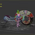 Astronaut In Space Suit Standing By Futuristic Silver Red Motorcycle On Icy Reflective Ground