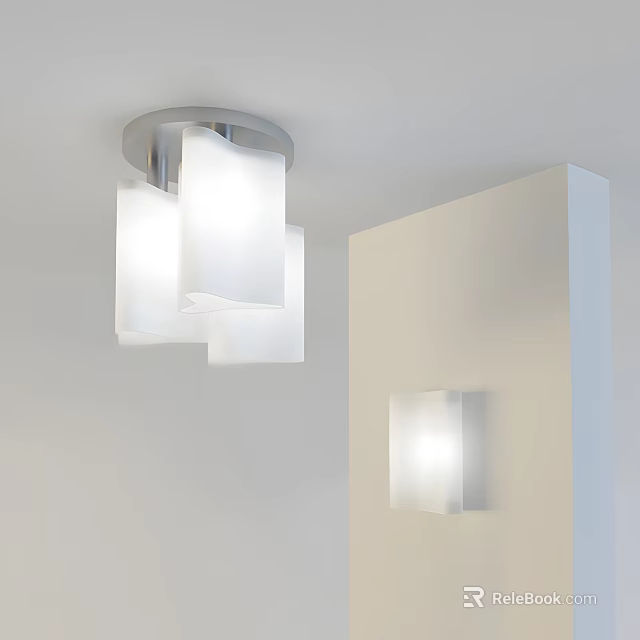 Modern Ceiling Pendant Light With White Square Shades And Minimalist Design 3d model 