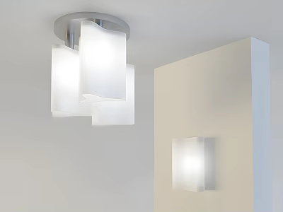 Modern Ceiling Pendant Light With White Square Shades And Minimalist Design 3d model
