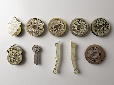 Chinese-style copper coin ornaments 3d model