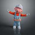 Worker European worker mechanic builder repairman miner digger modern figure 3d model