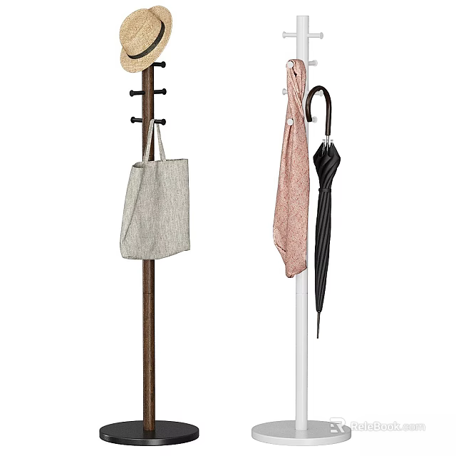 Practical Entryway Hallway Interior With Coat Racks Hat Bag Scarf And Umbrella 3d model 