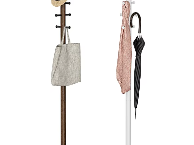 Practical Entryway Hallway Interior With Coat Racks Hat Bag Scarf And Umbrella 3d model