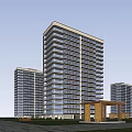 Modern High Rise Residential Towers With Green Surroundings Trees Lawns Pond And Walking Path