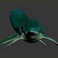 Vibrant Green Aquatic Creature 3D Character with Streamlined Body Textured Skin Fins and Tail