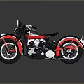 Classic Black And Red Motorcycle With Round Headlight Chrome Details And Retro Design