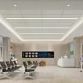 Modern Hospital Outpatient Clinic Lobby With Waiting Chairs And Reception Desk