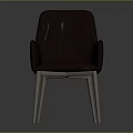 Modern Brown Leather Leisure Chair With Diamond Quilted Backrest Armrests And Metal Legs