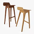 Pair of Modern Wooden Leisure Chairs With Simple Design And Dark Light Wood Tones