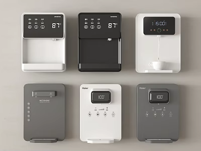 Various Styles Daily Use Electrical Appliances With Digital Displays Control Buttons White Black Gray 3d model