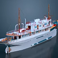 Classic Cruise Ship With Masts Multiple Decks And White Hull 3d model