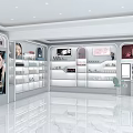 Beauty Retail Store Interior With Cosmetic Display Shelves And Skincare Products