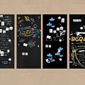Chalkboard Style Wall Hangings with Black Background Text Notes and Decorative Icons
