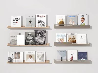 Books And Magazines Display On Multiple Shelves With Various Cover Designs And Themes 3d model