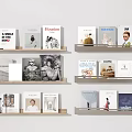 Books And Magazines Display On Multiple Shelves With Various Cover Designs And Themes