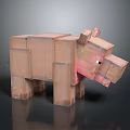 Blocky Style 3D Character Hippo Creature With Pink Color And Cartoon Design Digital Art Render