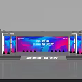 Modern Event Stage With Purple Blue Lighting Large Screen And Intelligence Logo 3d model