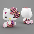 Adorable Pink Plush Doll With Leopard Print Bow And Heart Patterns 3d model