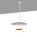 Modern Pendant Light With Curved Metal Arm And Round White Lampshade Design