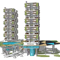Modern Office Building Design With Two Tall Towers Greenery And Open Ground Floor
