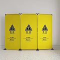 Public Facility Yellow Foldable Safety Screen With Danger Warning Signs 3d model