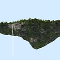 Scenic Rural Landscape With Cliff Waterfall Green Vegetation And Blue Sky