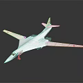 White Airplane Model With Red Tail Details On Dark Reflective Background 3d model