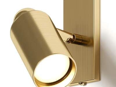 Modern Golden Brass Wall Lamp with Cylindrical Shade and Wall Mounted Lighting 3d model