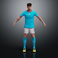 Man Wearing Blue Manchester City Jersey White Shorts Blue Socks And Yellow Cleats