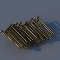Brass Nails Stacked as Essential Hardware Tools for Construction and DIY Projects 3d model