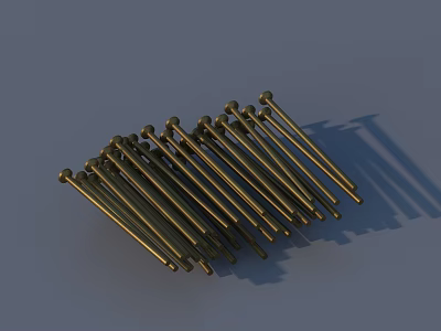Brass Nails Stacked as Essential Hardware Tools for Construction and DIY Projects 3d model