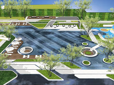 Lush Garden Landscape Design With Water Features Pathways Trees And Seating Areas 3d model