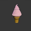 Creamy Pink And White Swirl Ice Cream In Golden Waffle Cone