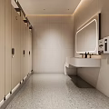 Public Restroom Modern Interior Design With Spacious Clean Stalls Sink Mirror And Tidy Environment