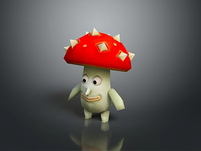 Playful Red Mushroom With White Spots And Happy Face As Edible Food Character 3d model