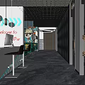 Modern KTV Corridor with Neon Purple Blue Lights Bar Counter and Stylish Design