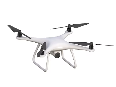 White Quadcopter Drone With Four Propellers Camera And Stable Landing Gear 3d model