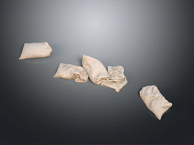 Multiple Off White Cloth Storage Bags For Home Use On Gray Background 3d model