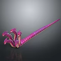 Multi Headed Dragon with Pink and Purple Long Body and Sharp Fangs 3d model
