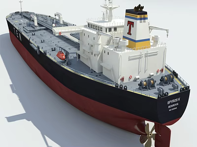 Large Modern Yacht With White Superstructure And Red Black Hull 3d model