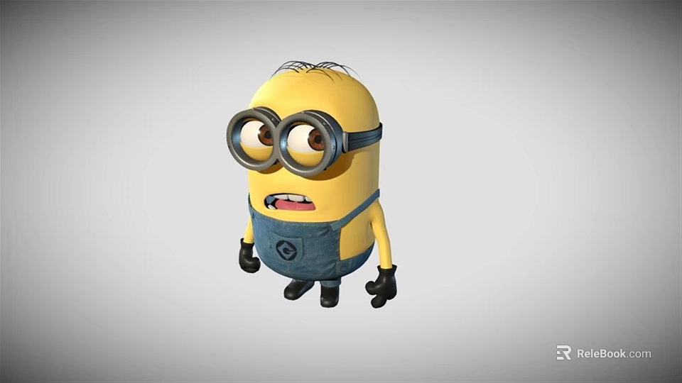 Minion Doll With Yellow Body Blue Overalls Large Goggles And Black Accessories 3d model 