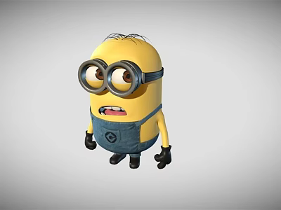Minion Doll With Yellow Body Blue Overalls Large Goggles And Black Accessories 3d model
