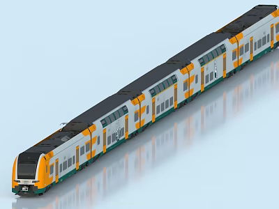 Modern Metro Train Exterior With Yellow White Design And Sleek Carriages 3d model