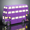 Purple Vintage Double Decker Bus Model With Detailed Windows And Classic Design