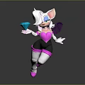 Cute Game And Movie Character With White Hair Pink Ears Purple Wings Holding Blue Diamond