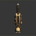 Fantasy Golden Sword With Ornate Hilt Intricate Blade Design And Decorative Details