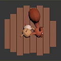 Cartoon Game Characters Rabbit and Fox in Maple Leaf Shirt Black Vest on Wooden Platform