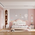 Cream wind children's room pink girl 3d model