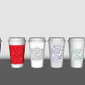 Various Branded Paper Cups with Different Logos and Designs for Coffee Drinks