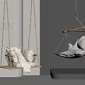 Stylish Hanging Chairs in Modern Interior Design With Wooden Frame Rope And Soft Pillows